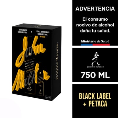 Pack Whisky Johnnie Walker Black Label 750ml + Petaca 200ml