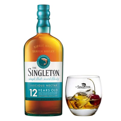 PACK WHISKY THE SINGLETON 12 AÑOS: 1X Whisky The Singleton 12 años 700cc + 1X Vaso