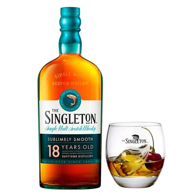 PACK WHISKY THE SINGLETON 18 AÑOS: 1X Whisky The Singleton 18 años 700cc + 1X Vaso