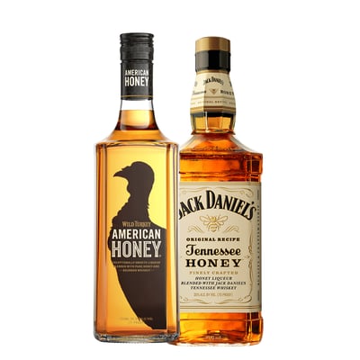 Pack Whisky Wild Turkey American Honey 750cc + Whiskey Jack Daniel´s Honey 750cc