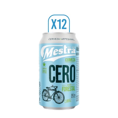 Pack X12 Cerveza Mestra Cero Alcohol 350cc Lata