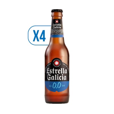 Pack X4 Estrella Galicia Botellín 330 Cc 0,0 Sin Alcohol