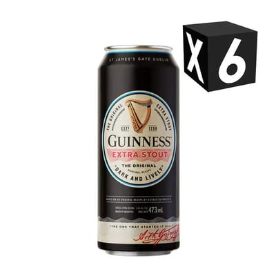 Pack X6 – Cerveza Guinness Extra-stout 473ml Vol 5°