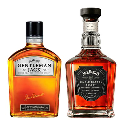 Perfect Jack Daniels Duo: 1x Whiskey Gentleman Jack Daniels 750cc 40º alc. + 1x Whiskey Jack Daniels Single Barrel 750cc 45º alc.
