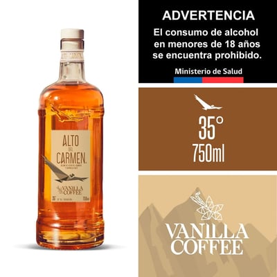 Pisco Alto del Carmen vainilla coffe 750 cc