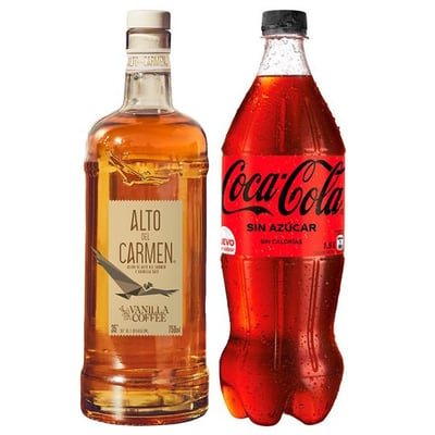 Pisco Alto del Carmen Vainilla Coffee 35° 750cc + Bebida Coca Cola Sin Azúcar 1.5 L
