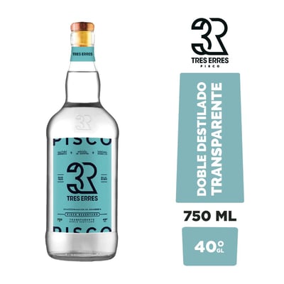 Pisco transparente Tres Erres 750 cc