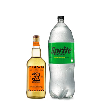 Pisco Tres Erres 35° 1l + Sprite Zero 3l