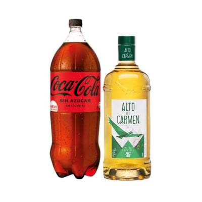 Promo Alto Del Carmen 35� Botella 1lt + Coca Cola Zero 3lt