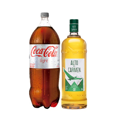 Promo Pisco Alto Del Carmen 35° Botella 1.5 Lts + Coca Cola Light 3lts