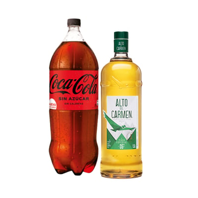 Promo Pisco Alto Del Carmen 35° Botella 1.5 Lts + Coca Cola Zero 3lts