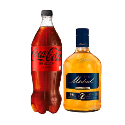 Promo Pisco Mistral 35° 750cc + Coca Cola Zero 1,5l