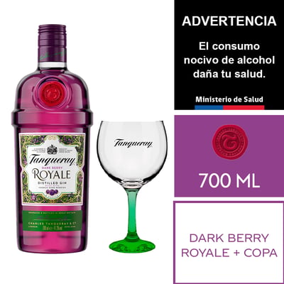 Tanqueray Dark Berry Royale 700 Ml. + Copa Tanqueray London 600 Ml.