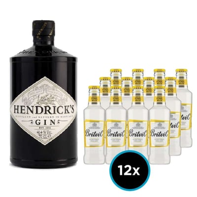 THE HENDRICKS PACK: Gin Hendricks 700cc 41,4º alc. + 12x Britvic Agua Tónica 200cc