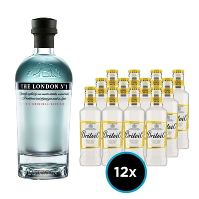 THE LONDON PACK (Britvic): The London Gin Nº1 700cc 47º alc. + 12x Britvic Agua Tónica 200cc