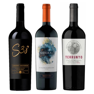 Trio Premium: Casa Silva S38 + Sideral + Terrunyo Cabernet Sauvignon 750cc