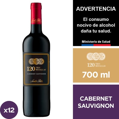Vino 120 3 Medallas Cabernet Sauvignon 12 X 700 Ml.
