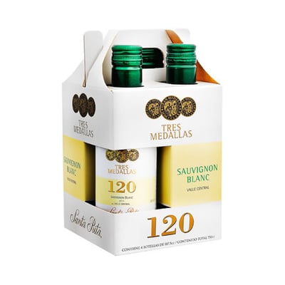 Vino 120 Tres Medallas Sauvignon Blanc 187cc (24 Unidades)