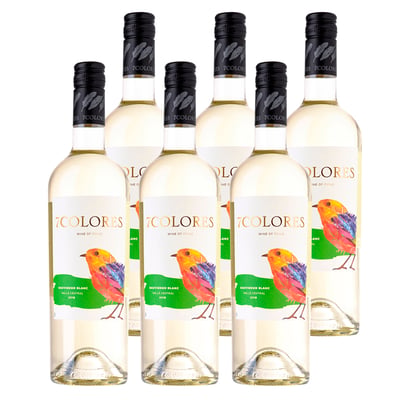Vino 7 Colores Varietal Sauvignon Blanc Botella 750cc X6