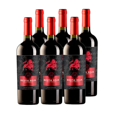 Vino Bestia Roja Gran Reserva Cabernet Sauvignon Botella 750cc X6