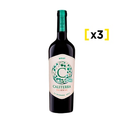 Vino Caliterra Reserva Merlot Botella 750cc X3