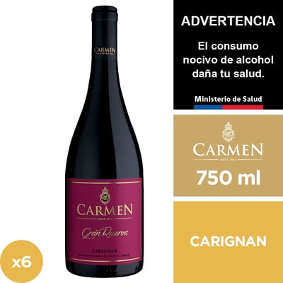 Vino Carmen Gran Reserva Carignan 6 X 750 Ml.
