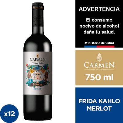 Vino Carmen Reserva Frida Kahlo Merlot 12 X 750 Ml.