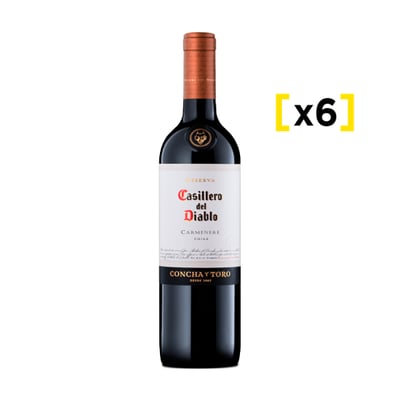 Vino Casillero Del Diablo Carmenere Botella 750cc X6