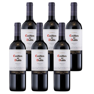 Vino Casillero Del Diablo Merlot Botella 750cc X6