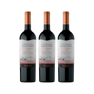 Vino Castillo De Molina Gran Reserva Cabernet Sauvignon Botella 750cc X3
