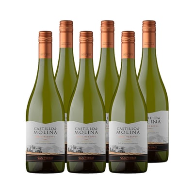 Vino Castillo De Molina Gran Reserva Chardonnay 750cc X6