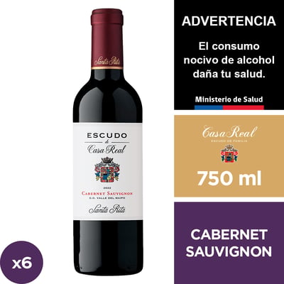 Vino Escudo De Casa Real Cabernet Sauvignon 6 X 750 Ml.