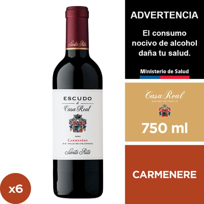 Vino Escudo De Casa Real Carmenere 6 X 750 Ml.