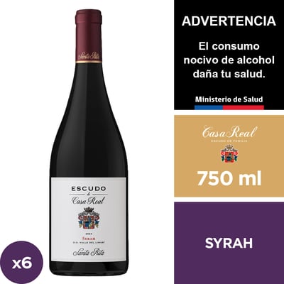 Vino Escudo De Casa Real Syrah 6 X 750 Ml.