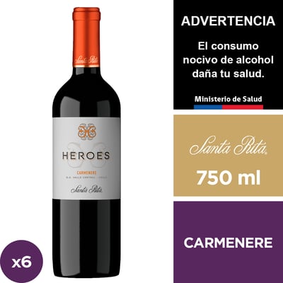 Vino Heroes Carmenere 6 X 750 Ml.