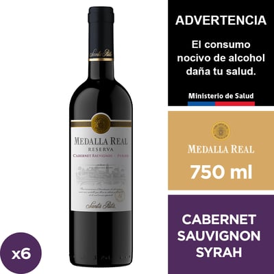 Vino Medalla Real Cabernet Sauvignon - Syrah 6 X 750 Ml.