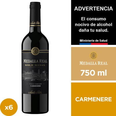 Vino Medalla Real Gold Carmenere 6 X 750 Ml.