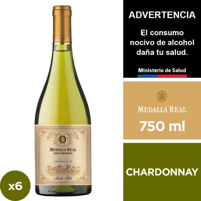 Vino Medalla Real Gran Reserva Chardonnay 6 X 750 Ml.