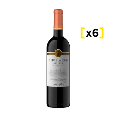 Vino Medalla Real Reserva Carmenere Botella 750cc X6