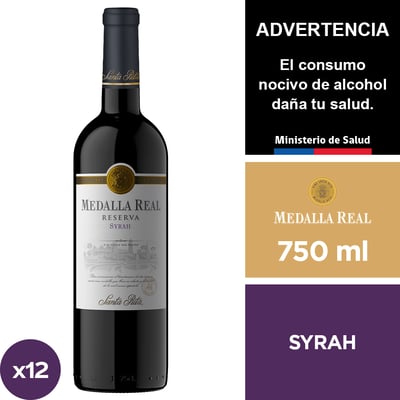 Vino Medalla Real Syrah Reserva 12 X 750 Ml.