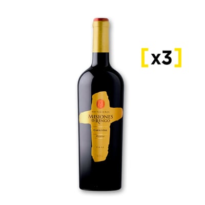 Vino Misiones De Rengo Reserva Carmenere Botella 750cc X3
