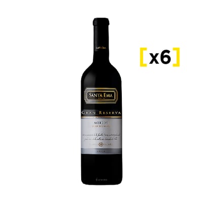 Vino Santa Ema Gran Reserva Merlot Botella 750cc X6