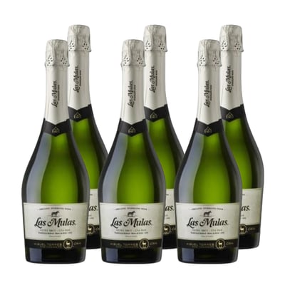 x6 Espumante Las Mulas Extra Brut Uva País 750ml ($6.490 c/u)