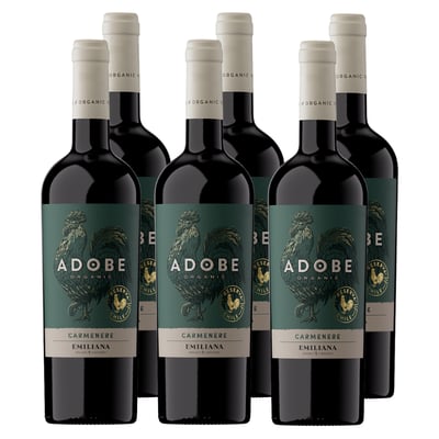 x6 Vino Adobe Reserva Carmenere 750ml ($3.790 c/u)
