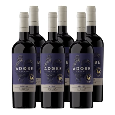 x6 Vino Adobe Reserva Orgánico Merlot 750ml ($3.690 c/u)