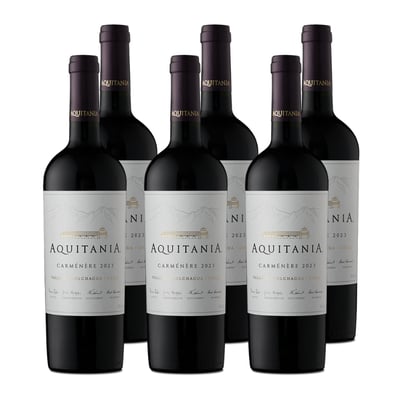 x6 Vino Aquitania Carmenere 750cc ($9.990 c/u)