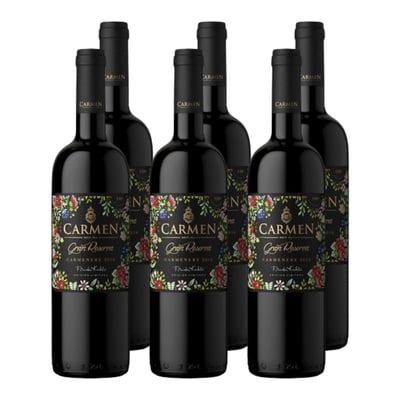 x6 Vino Carmen Gran Reserva Frida Kahlo Carmenere 750cc ($4,990 c/u)