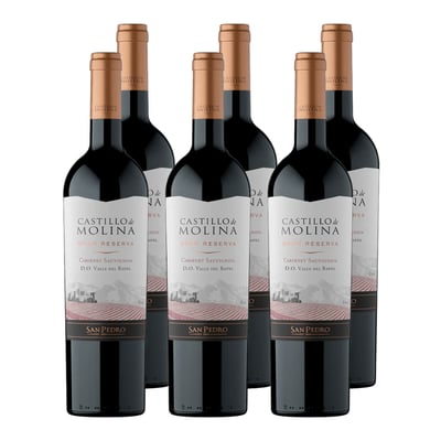 x6 Vino Castillo de Molina Gran reserva Cabernet Sauvignon 750cc ($5.590c/u)