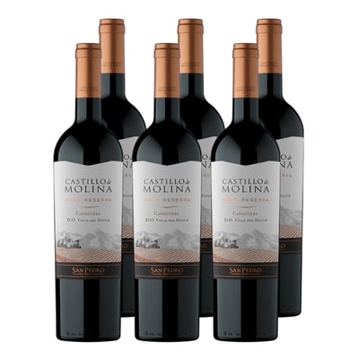x6 Vino Castillo de Molina Gran Reserva Carmenere 750cc ($4.990 c/u)