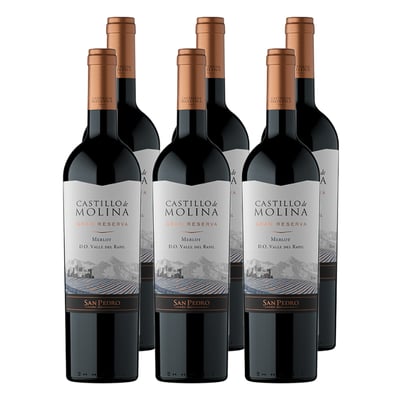 x6 Vino Castillo de Molina Gran reserva Merlot 750cc ($5.490/u)